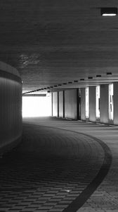 Preview wallpaper tunnel, architecture, windows, column, bw