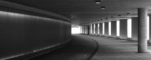 Preview wallpaper tunnel, architecture, windows, column, bw