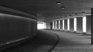 Preview wallpaper tunnel, architecture, windows, column, bw