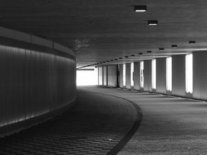 Preview wallpaper tunnel, architecture, windows, column, bw