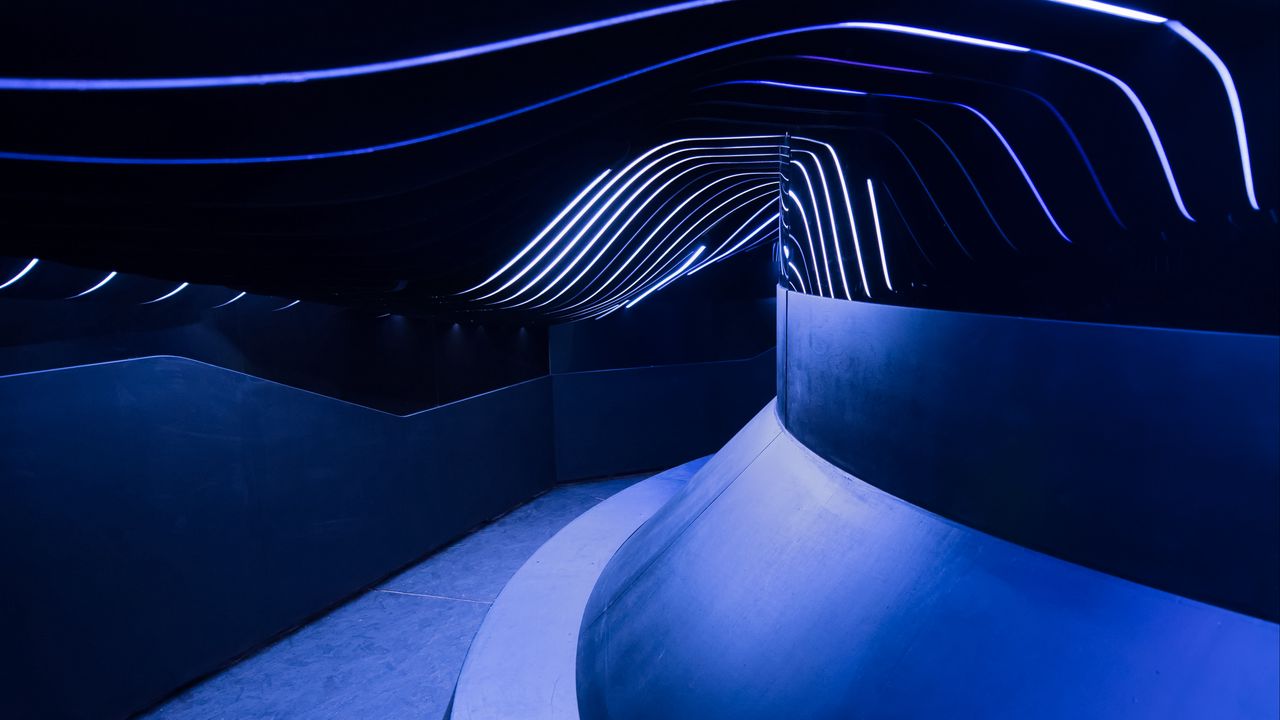 Wallpaper tunnel, backlight, blue, dark