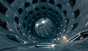 Preview wallpaper tunnel, building, backlight, glare, reflection