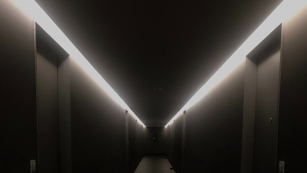 Wallpaper tunnel, building, backlight, dark