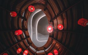 Preview wallpaper tunnel, building, lights, red