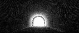 Preview wallpaper tunnel, bw, arch, brick