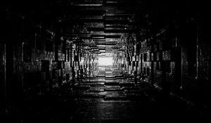 Preview wallpaper tunnel, bw, glow, distance