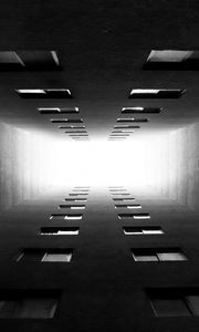 Preview wallpaper tunnel, bw, glow, distance, windows