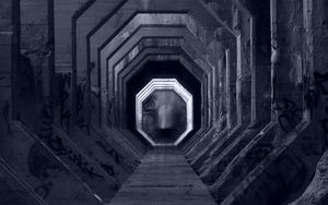Preview wallpaper tunnel, bw, mirage, vision, monochrome