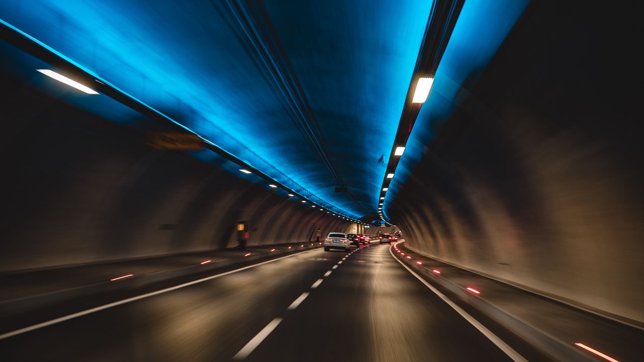 Wallpaper tunnel, cars, speed, movement, lights