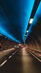 Preview wallpaper tunnel, cars, speed, movement, lights