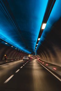 Preview wallpaper tunnel, cars, speed, movement, lights