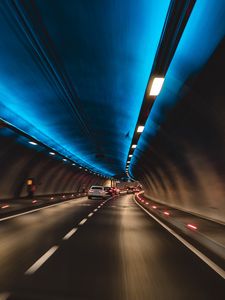 Preview wallpaper tunnel, cars, speed, movement, lights