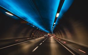 Preview wallpaper tunnel, cars, speed, movement, lights