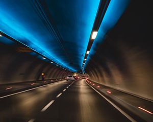 Preview wallpaper tunnel, cars, speed, movement, lights