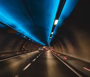 Preview wallpaper tunnel, cars, speed, movement, lights