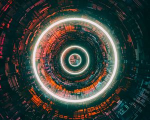 Preview wallpaper tunnel, circles, glow, neon, bright