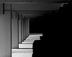 Preview wallpaper tunnel, columns, shadow, black and white