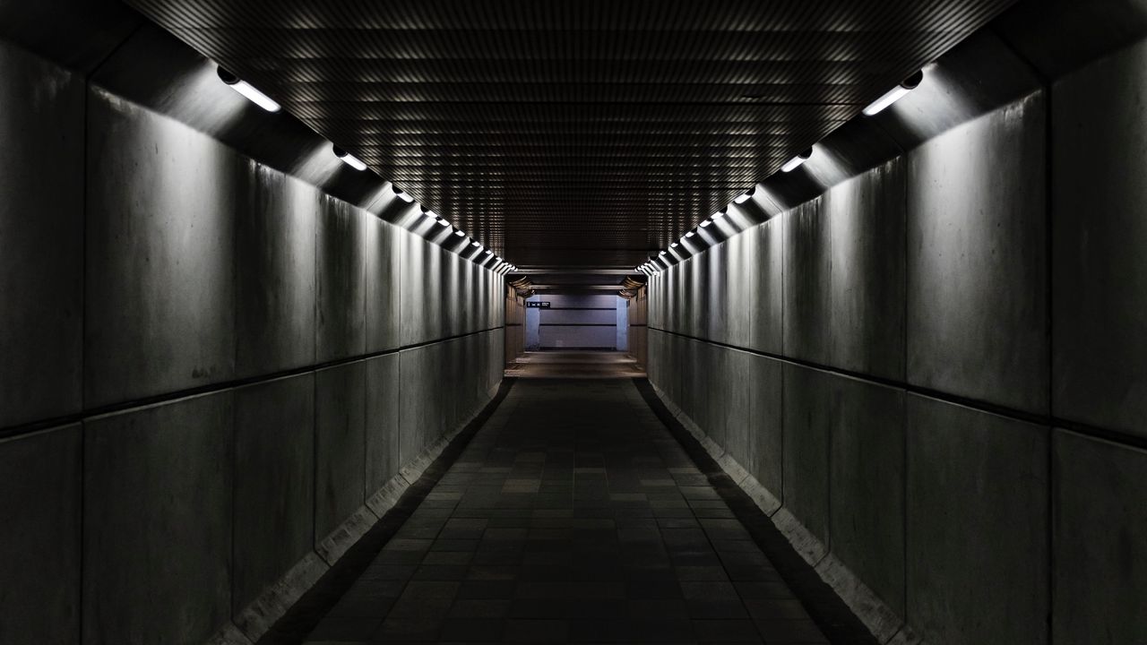 Wallpaper tunnel, corridor, dark, gray