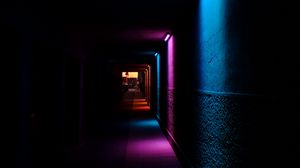 Preview wallpaper tunnel, corridor, glow, dark