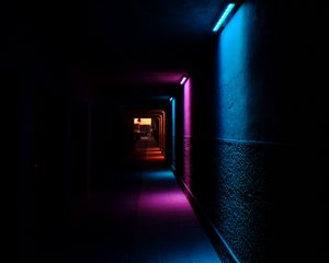 Preview wallpaper tunnel, corridor, glow, dark