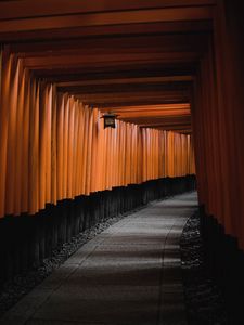 Preview wallpaper tunnel, corridor, lantern, architecture, wooden