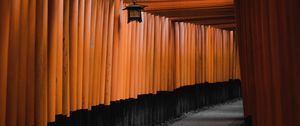 Preview wallpaper tunnel, corridor, lantern, architecture, wooden