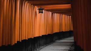 Preview wallpaper tunnel, corridor, lantern, architecture, wooden