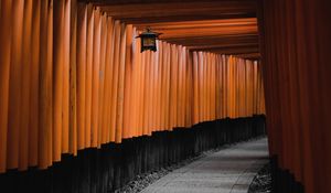 Preview wallpaper tunnel, corridor, lantern, architecture, wooden