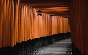 Preview wallpaper tunnel, corridor, lantern, architecture, wooden