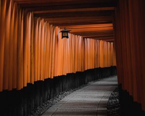 Preview wallpaper tunnel, corridor, lantern, architecture, wooden