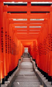 Preview wallpaper tunnel, corridor, stairs, columns, hieroglyphs