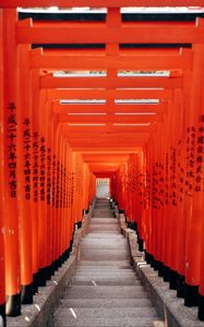 Preview wallpaper tunnel, corridor, stairs, columns, hieroglyphs