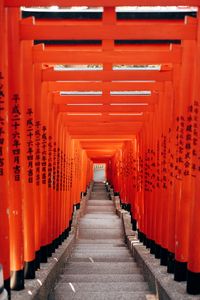 Preview wallpaper tunnel, corridor, stairs, columns, hieroglyphs