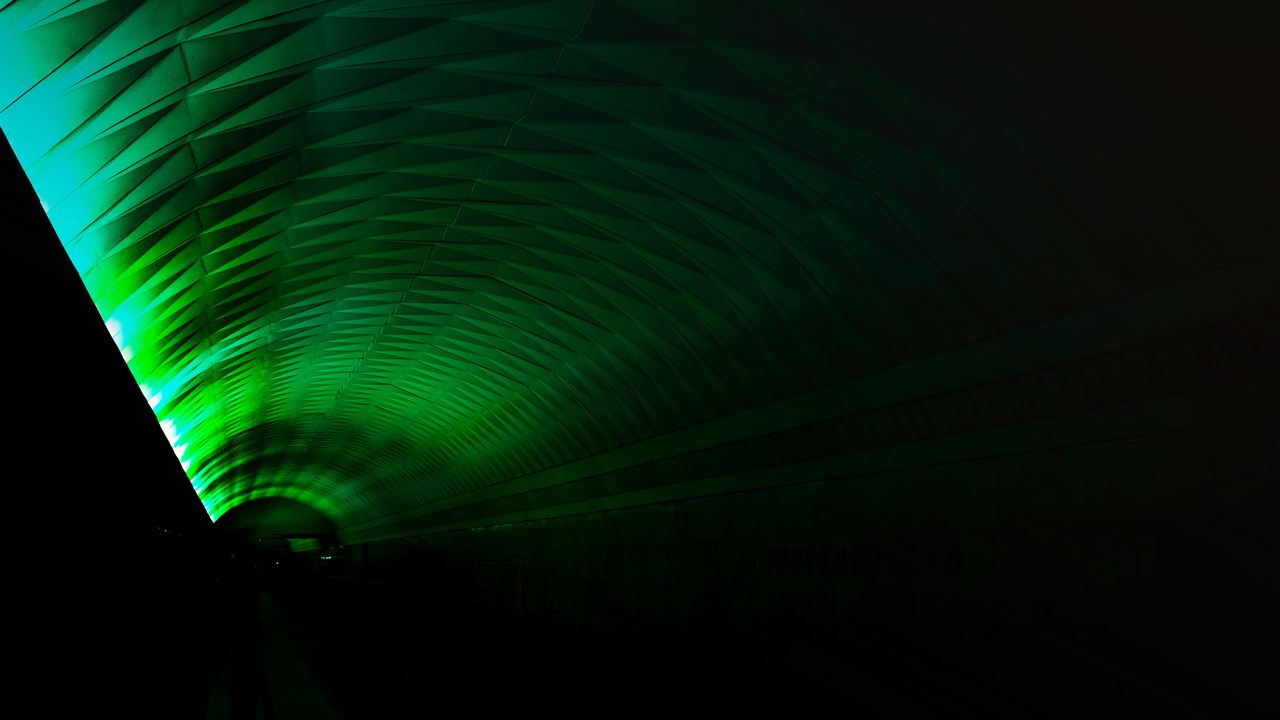 Wallpaper tunnel, dark, backlight, green