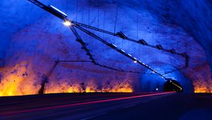 Preview wallpaper tunnel, dark, lights, underground, lighting