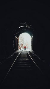 Preview wallpaper tunnel, dark, silhouette, rails