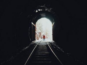 Preview wallpaper tunnel, dark, silhouette, rails