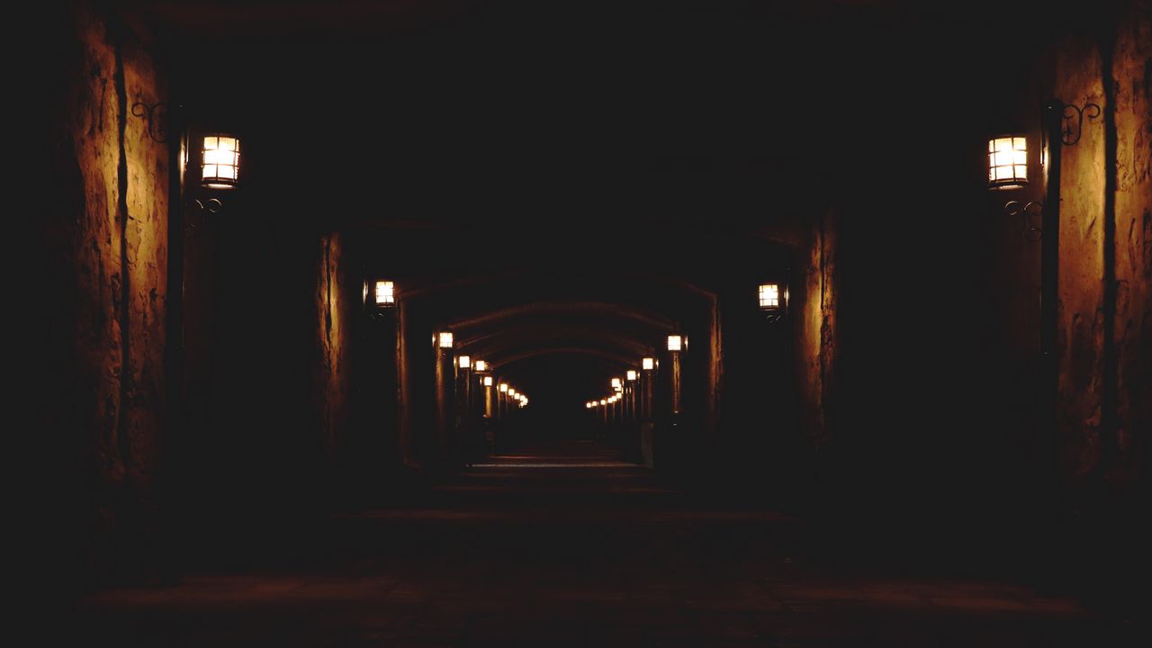 Wallpaper tunnel, darkness, lights, light