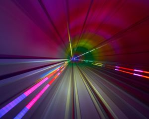 Preview wallpaper tunnel, dive, multicolored, speed