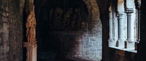 Preview wallpaper tunnel, dungeon, statues, stone, dark