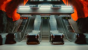 Preview wallpaper tunnel, escalator, metro, station, architecture