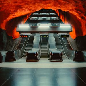 Preview wallpaper tunnel, escalator, metro, station, architecture