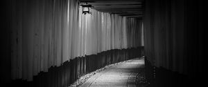 Preview wallpaper tunnel, gate, temple, japan, black and white