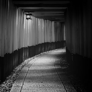 Preview wallpaper tunnel, gate, temple, japan, black and white