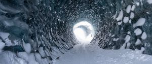 Preview wallpaper tunnel, ice, snow, light, nature