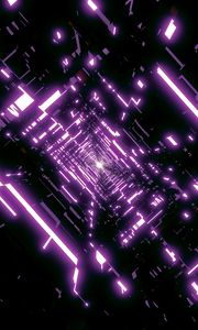 Preview wallpaper tunnel, immersion, glow, purple, abstraction