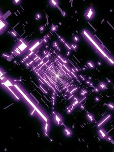 Preview wallpaper tunnel, immersion, glow, purple, abstraction