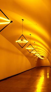 Preview wallpaper tunnel, lamps, light, yellow