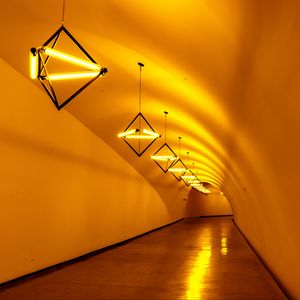 Preview wallpaper tunnel, lamps, light, yellow