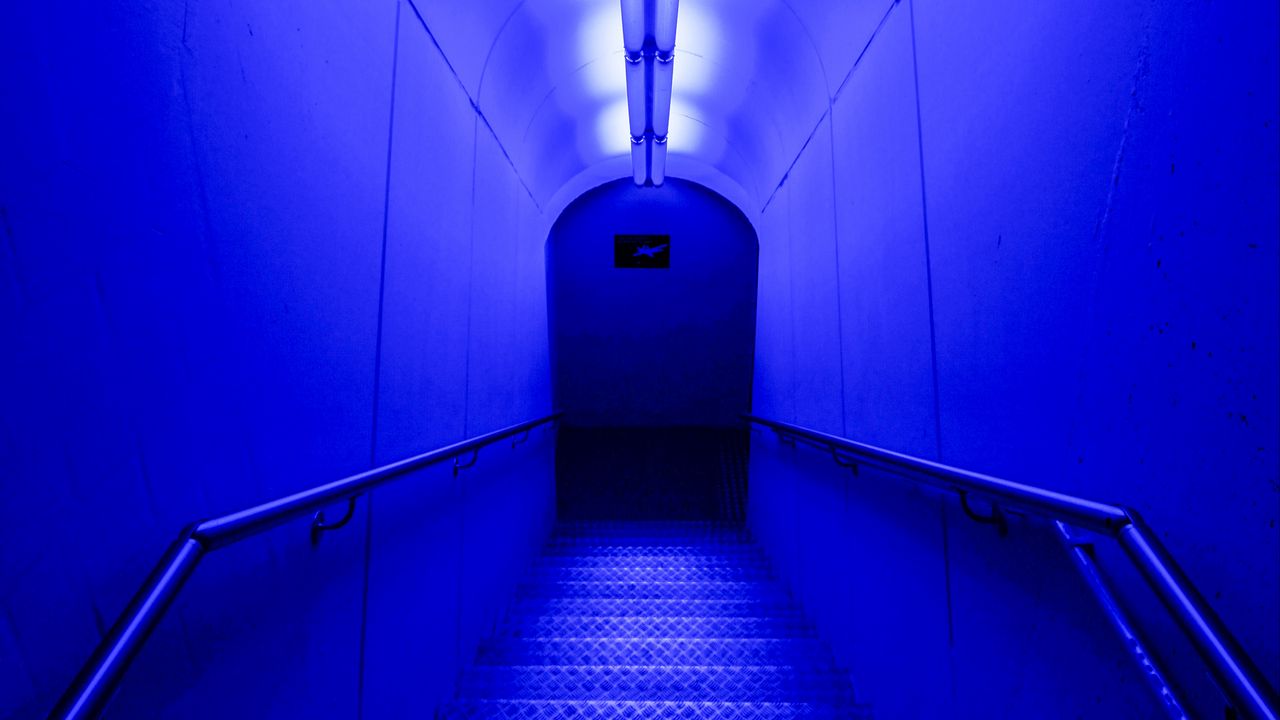 Wallpaper tunnel, light, blue, neon